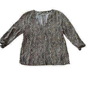 Massimo Dutti Black and White Patterned Women's Top Size 2